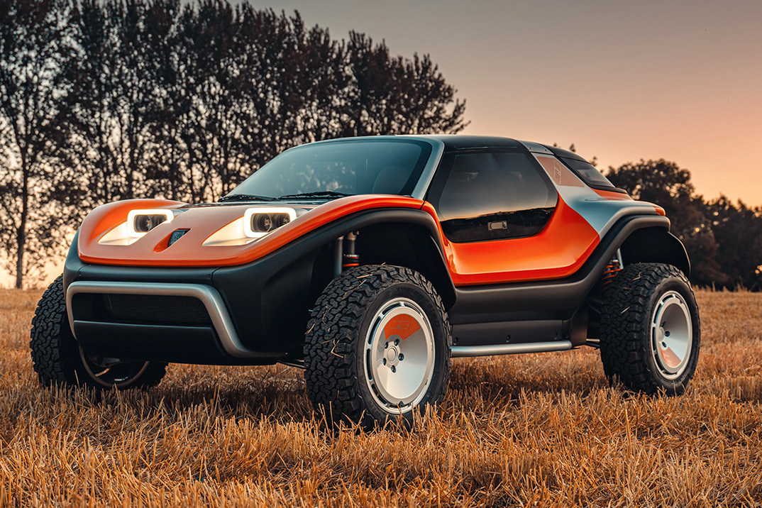 Meyers Manx & Tuthill Collab na fibra de carbono LFG Dune Buggy que se mistura no Retro Rally Spirit