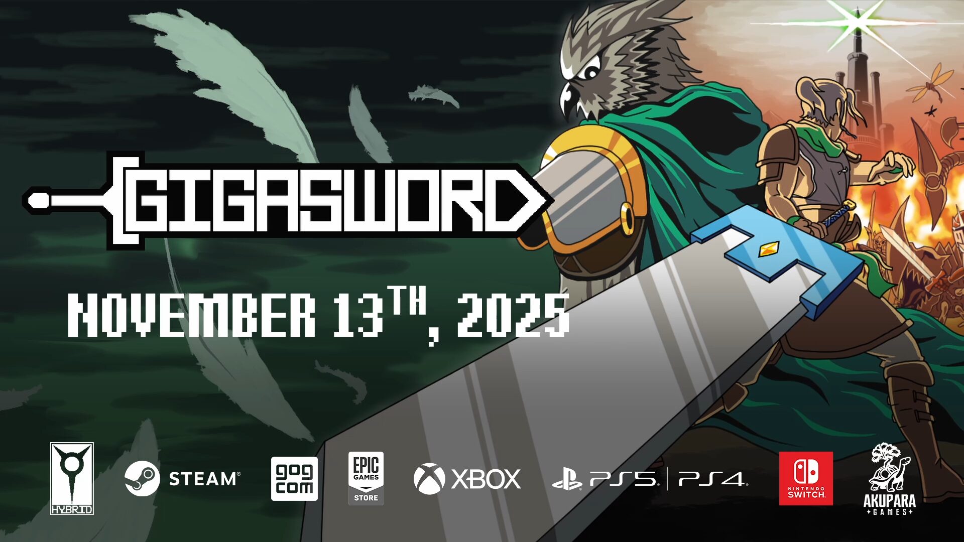 Gigasword adiciona versões PS5, Xbox, PS4, Xbox One e Switch; atrasado para 13 de novembro