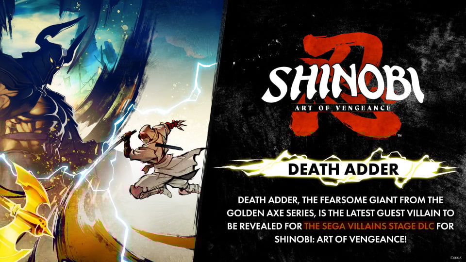 Shinobi: Art of Vengeance DLC ‘Sega Villains Stage’ acrescenta o Adder Death