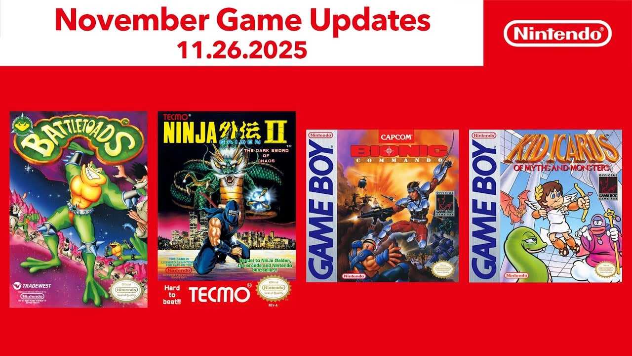 NES e Game Boy – Nintendo Classics adicionam Battletoads, Ninja Gaiden II: The Dark Sword of Chaos, Bionic Commando e Kid Icarus: Of Myths and Monsters