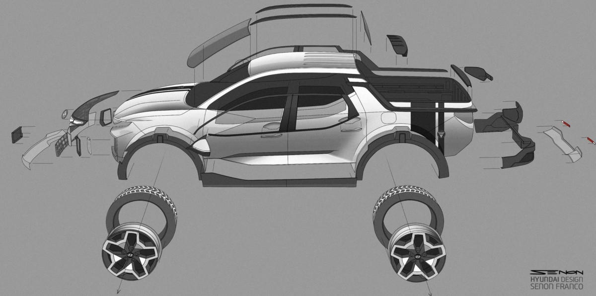 Hyundai está explorando tetos removíveis estilo Jeep para futuras picapes