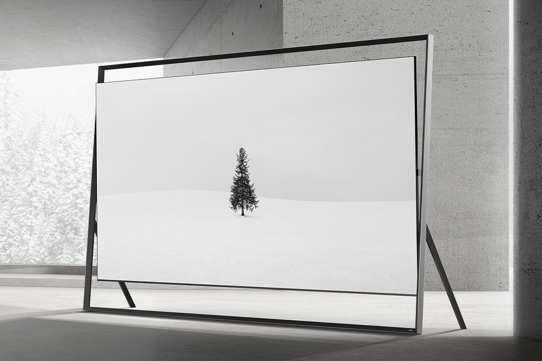 A impressionante moldura atemporal da Samsung combina tecnologia Micro RGB com design arquitetônico