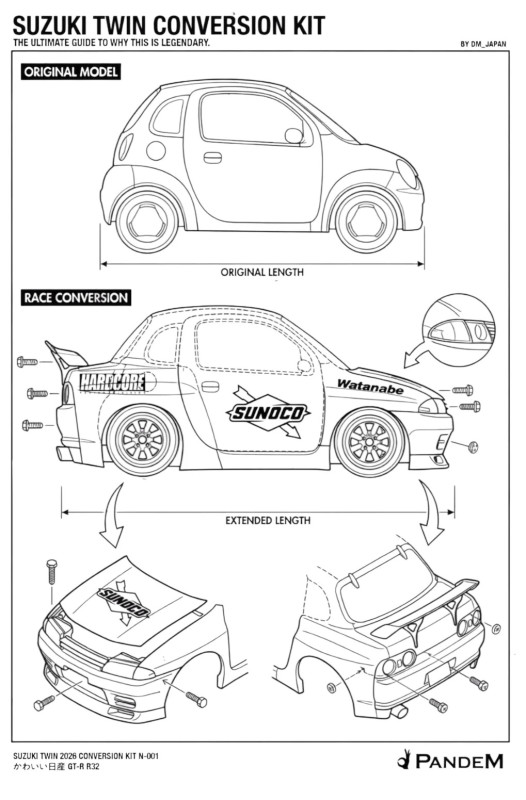 Este minúsculo carro Suzuki Kei foi transformado em um Skyline GT-R de bolso
