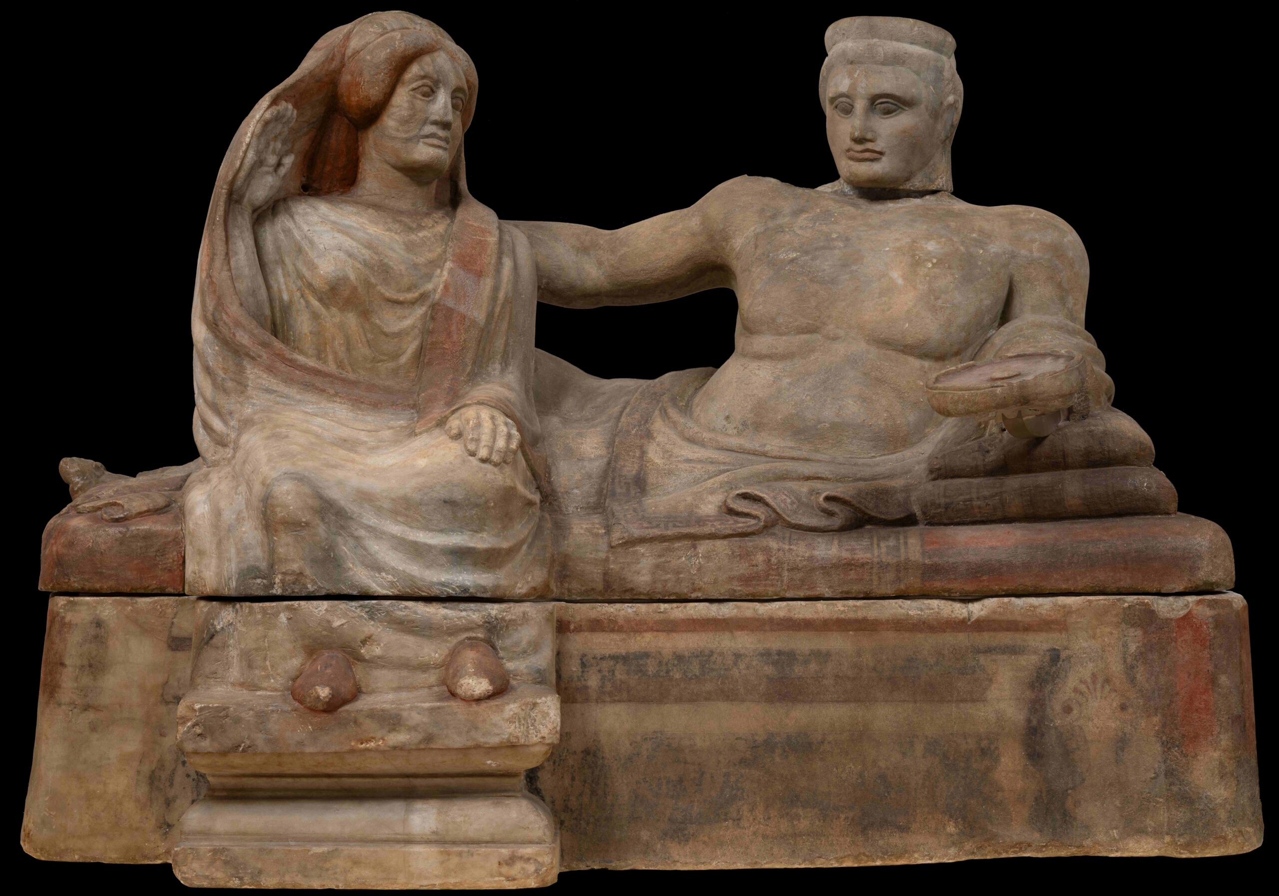 Policromia da urna etrusca restaurada após a enchente de Florença em 1966 – The History Blog