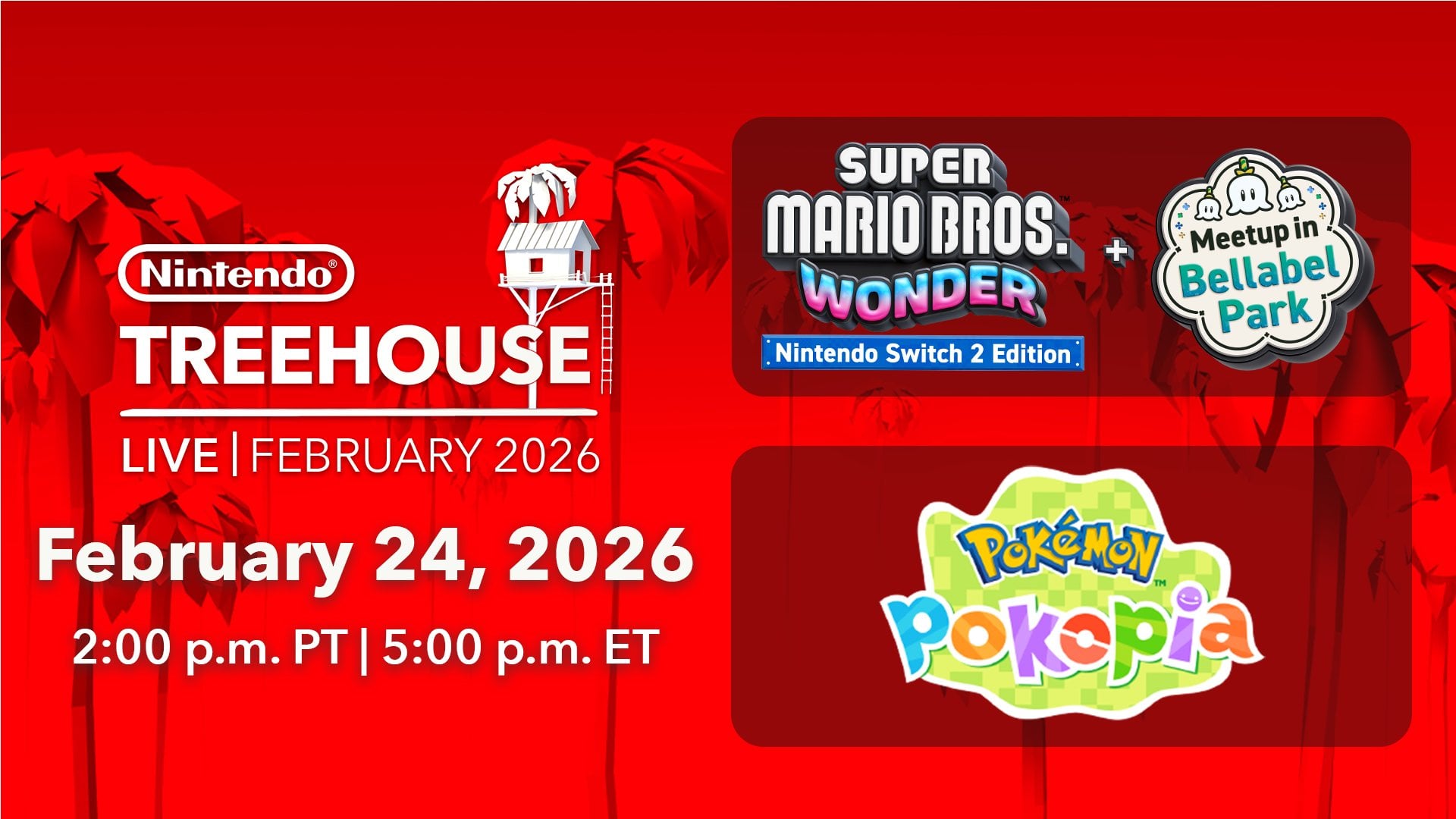 Nintendo Treehouse: Live set para 24 de fevereiro com Super Mario Bros. Wonder – Nintendo Switch 2 Edition + Meetup em Bellabel Park e Pokémon Pokopia