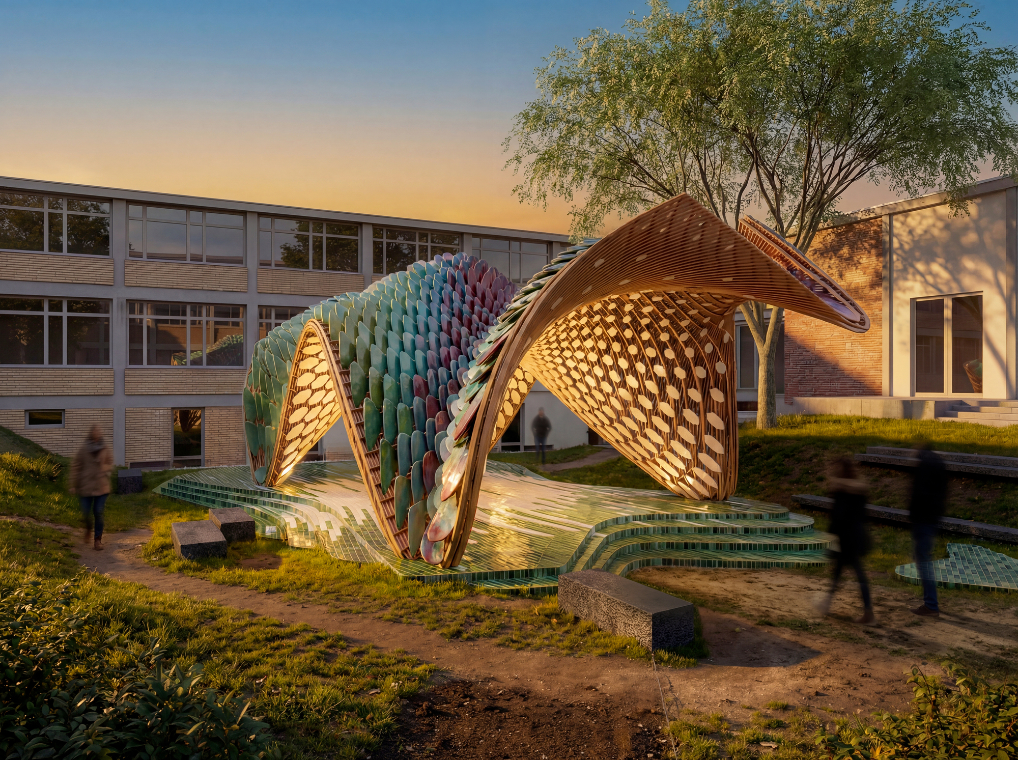 Pavilhão Cultural Reversível Ativa Espaço Público em Frankfurt 2026