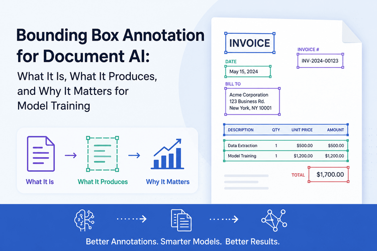 Anotação de caixa delimitadora para Document AI: o que é, o que produz e por que é importante para o treinamento de modelo