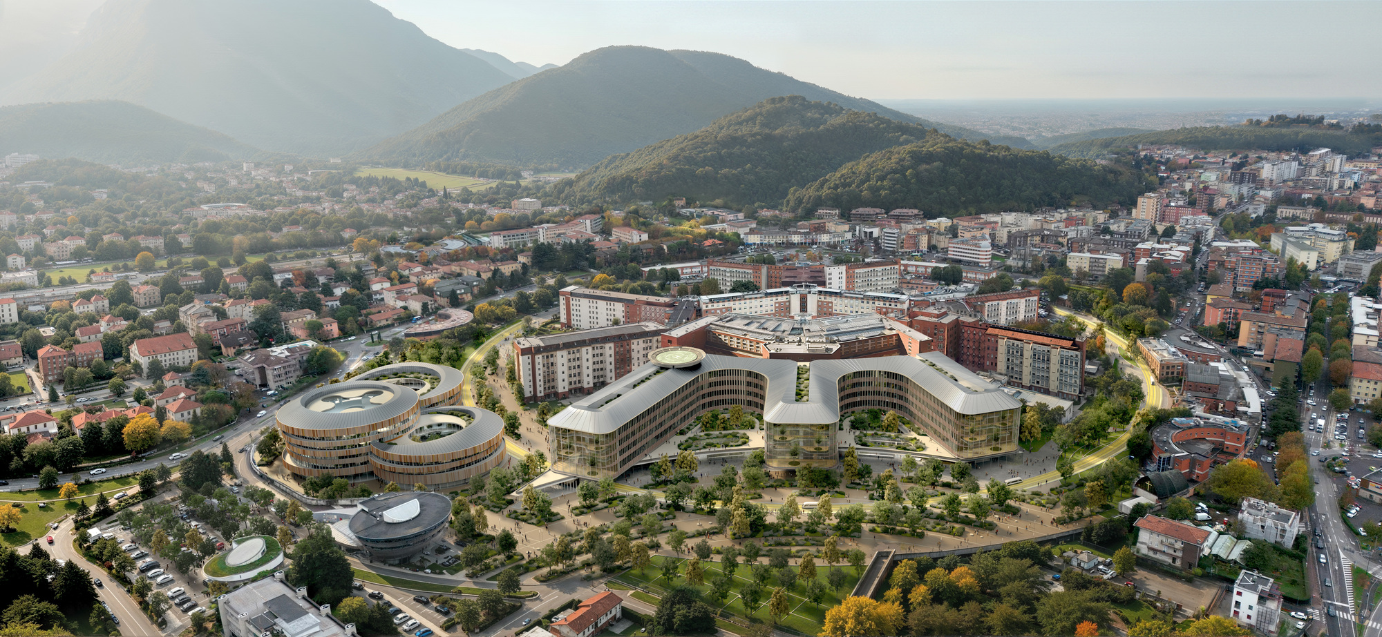 CRA-Carlo Ratti Associati e Park Associati lideram equipe selecionada para redesenhar o campus do Hospital Spedali Civili de Brescia, na Itália