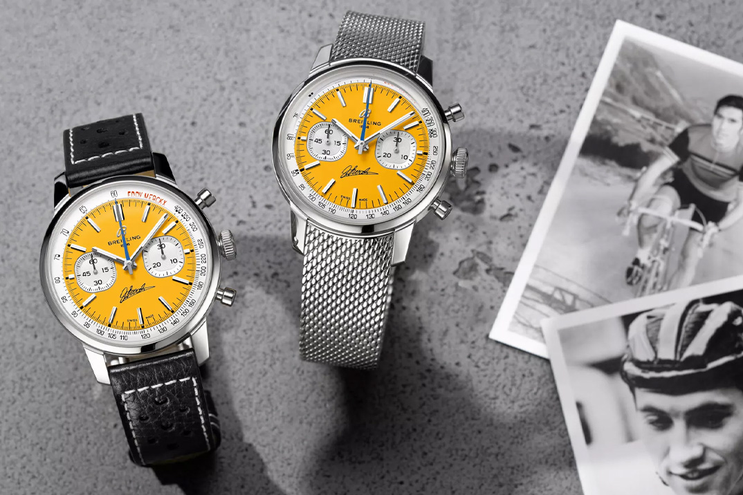 Breitling veste seu cronógrafo Top Time no Tour de France amarelo para homenagear Eddy Merckx