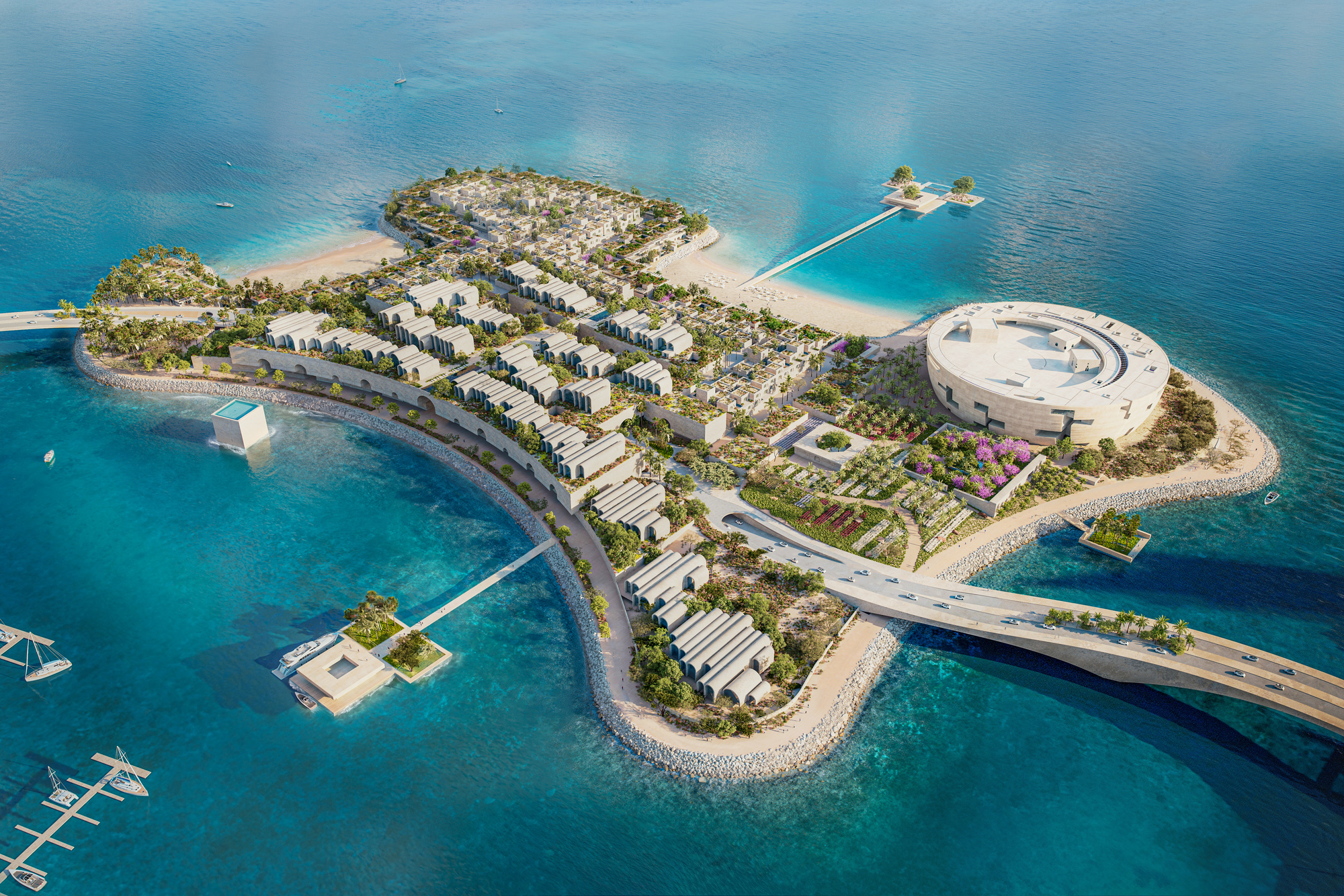 Herzog & de Meuron revela novas imagens do Museu Lusail na ilha Al Maha, no Catar