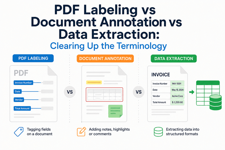 Rotulagem de PDF versus anotação de documento versus extração de dados: esclarecendo a terminologia